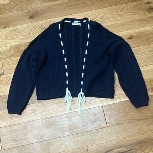 Hollister Relaxed open Navy Cardigan with White Ties XS